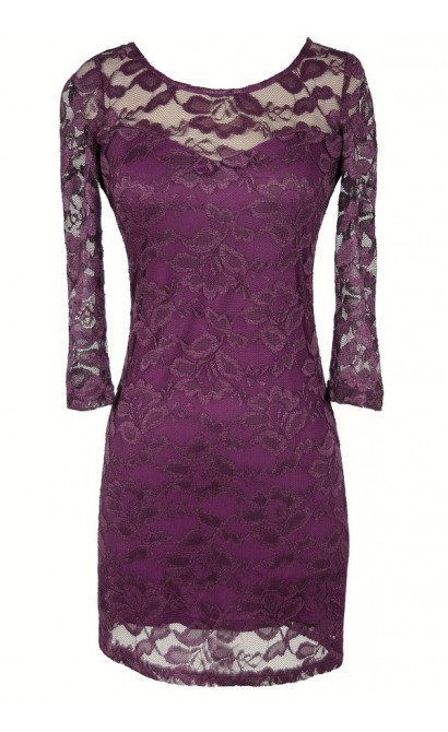 Sweet Silhouette Lace Bodycon Dress in Purple